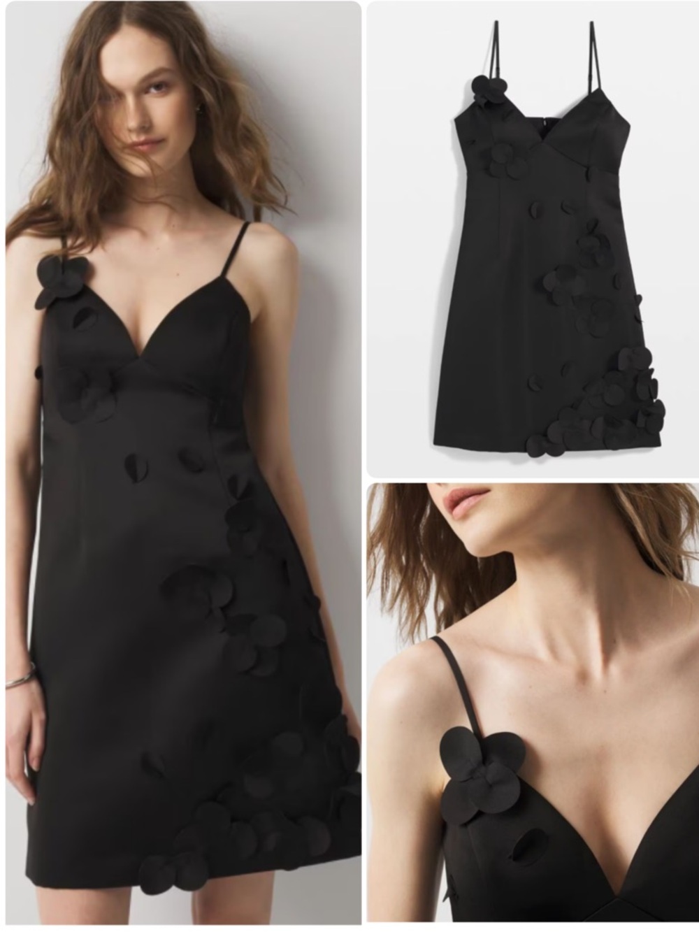 WHBM BLACK FLORAL APPLIQUÉ DRESS